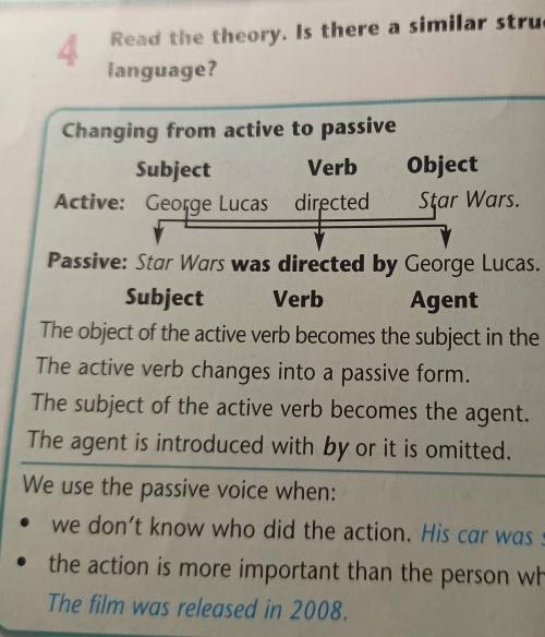 Read the theory. Is there a similar structure in you 4language?Changing from active to passiveSubjec