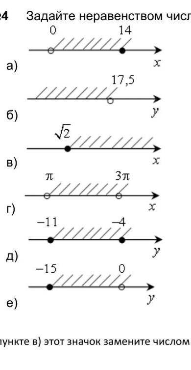 Задайте неравенством числовой промежуток: а) ж) х [2;7,3];б) з) y (–∞; 100);в) и) х (–8,3; 0];г) к)