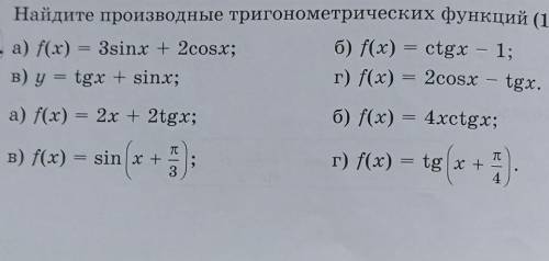 Найдите производные тригонометрические функции​