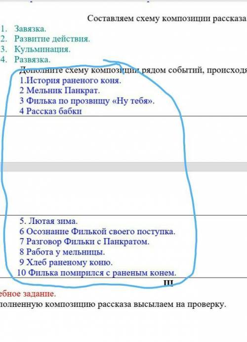 Завяска, развитие действия, кульминация, развязка.на тему теплый хлеб. Вот слова:Они в разброс​