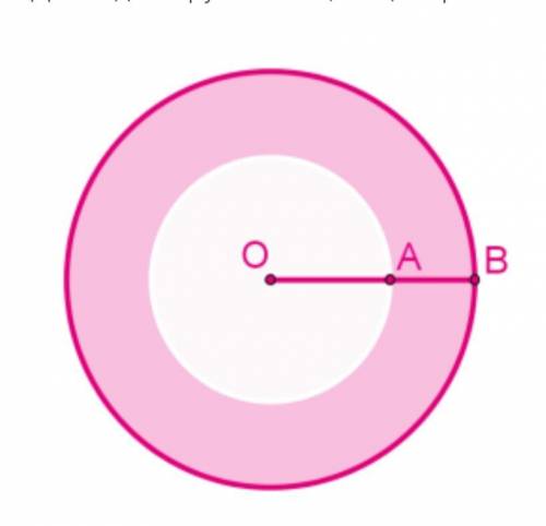 Даны два круга с общим центром О Площадь меньшего круга равна 75 см². Отрезок AB = 6 см. Значение чи