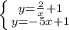 \left \{ {{y=\frac{2}{x}+1 } \atop {y=-5x+1}} \right.