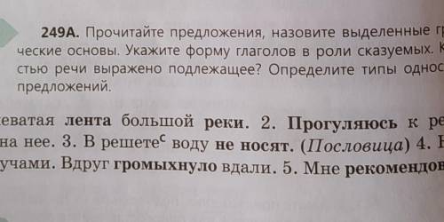 249A. Прочитайте предложения, назовите выделенные граммать ческие основы. Укажите форму глаголов в р