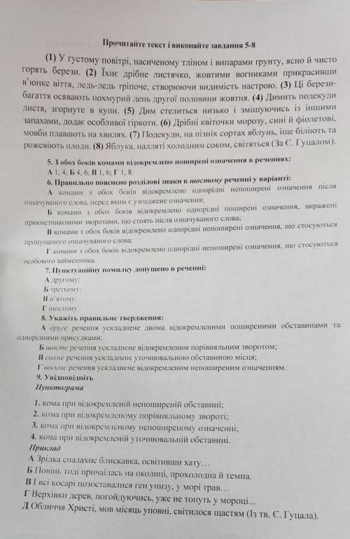 Тестові завдання розділові знвки в реченнях із відокремленим членачи​