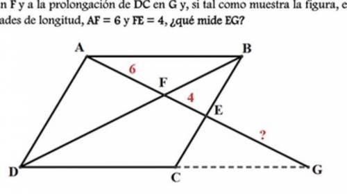 AB II DC AD II BC AF=6 FE=4 EG=?