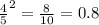 \frac{4}{5} ^{2} = \frac{8}{10} = 0.8