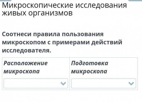 Микроскопические исследования живых организмов Соотнеси правила пользования микроскопом с примерами