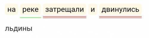 Синтаксичечкий разбор на реке затрещали идвинулись льдины​