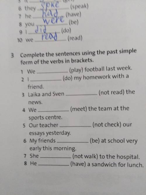 Complete the sentences using the past simple form of the verbs in brackets