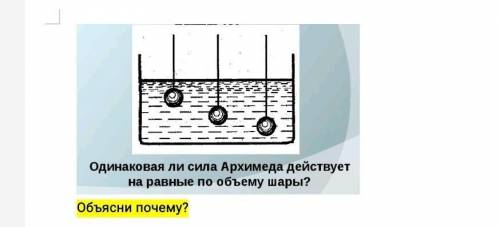 Одинаковая ли сила Архимеда действует на разные по объему шарыФизика 7 класс​