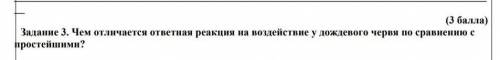 Чем отличается ответная реакция на воздействие у дождевого червя по сравнению с простейшим?​