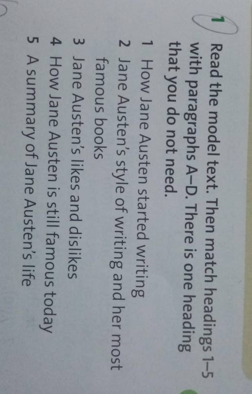 Read the model text.Then match headings 1-5 with paragraphs A-D.There is one heading that you do not