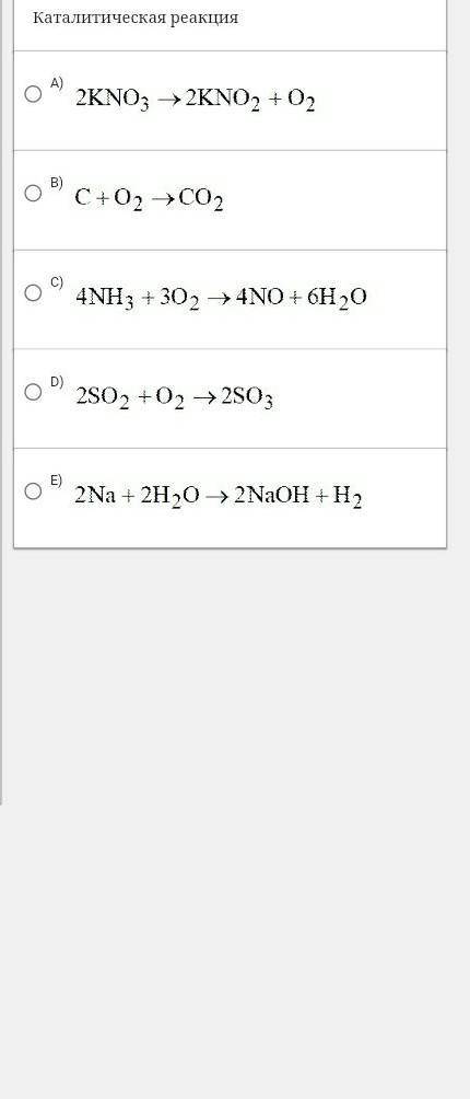 Каталитическая реакция A)￼ B)￼C)￼D)￼E)￼​