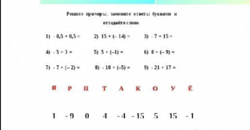 Решите примеры и отгадайте слово