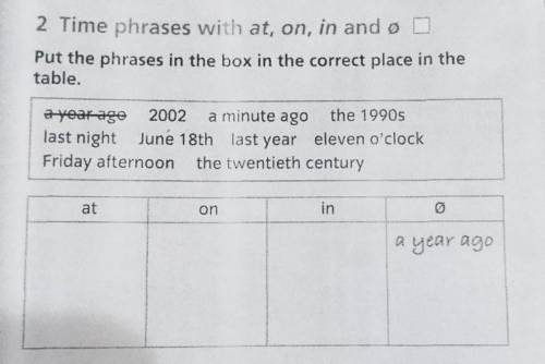 Put the phrases in the box in the correct place in the table​