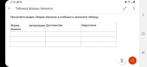 Прочитайте раздел «Формы бизнеса» в учебнике и заполните таблицу: Всё написано в фото Учебник от Бог