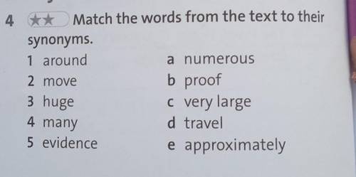 Build your vocabulary 4 ** Match the words from the text to theirsynonyms.1 around2 move3 huge4 many