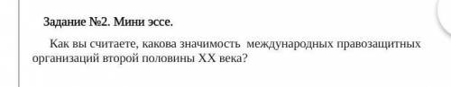 Мини эссе.    Как вы считаете, какова значимость  международных правозащитных организаций второй пол