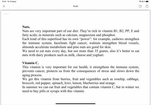 Напишите по одному мини рассказа про еду и витамины используя слова в файле. В остальных вложениях п