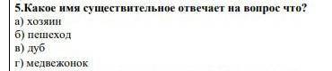 Какое имя существительное отвечает на вопросы что? а) хозяинб) пешеходв) дубг) медвежонок​