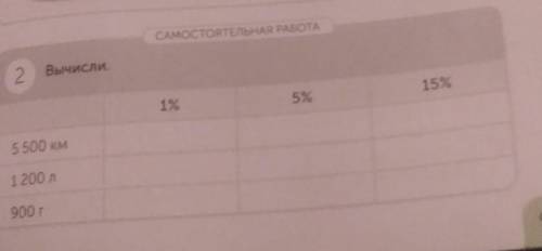 САМОСТОЯТЕЛЬНАЯ РАБОТАВычисли.215%5%1%5 500 км1 200 л900 гС​