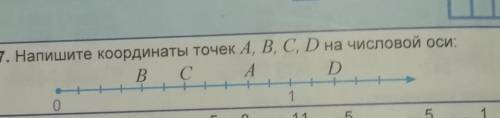 Напишите координаты точек A, B, C, D на числовой оси:Ввиде неправильной дроби и смешанного числа ​