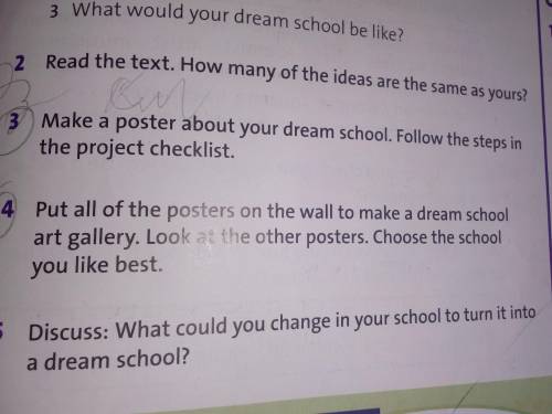 4.put all of the posters on the wall to make a dream school art gallery.Look at the other posters.Ch