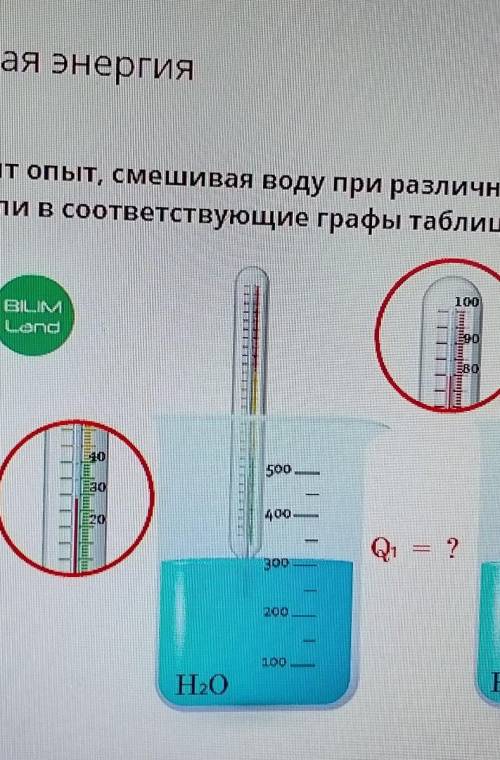 Температура. Тепловая энергия Экспериментатор проводит опыт, смешивая воду при различных температура