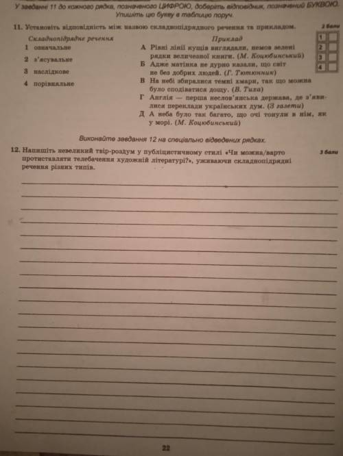 Контрольна з мови із теми: Складнопідрядні речення (Твір не потрібно, тільки тести)