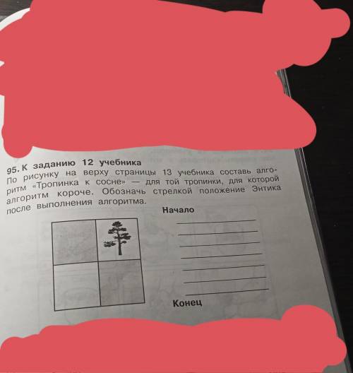 По рисунку наверху страницы 13 учебника составь алгоритм Тропинка к сосне для той тропинки для котор