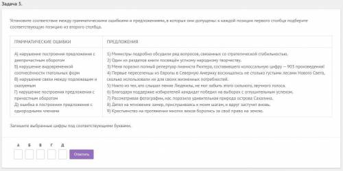 Установите соответствие между грамматическими ошибками и предложениями, в которых они допущены: к ка