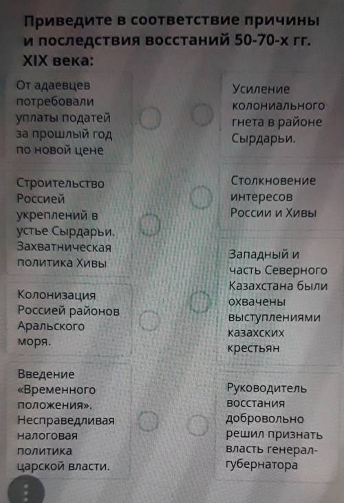 Приведите в соответствие причины и последствия восстаний 50-70-х гг.XIX века:От адаевцевпотребовалиу