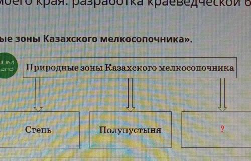 Дополни схему 《Природные зоны Казахского мелкосопочника》 ЛесостепьПустыняЛесотундраТундраСхема на фо