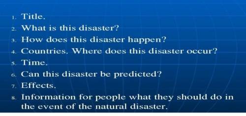 1. Title. 2. What is this disaster?3. How does this disaster happen?4 Countries. Where does this dis