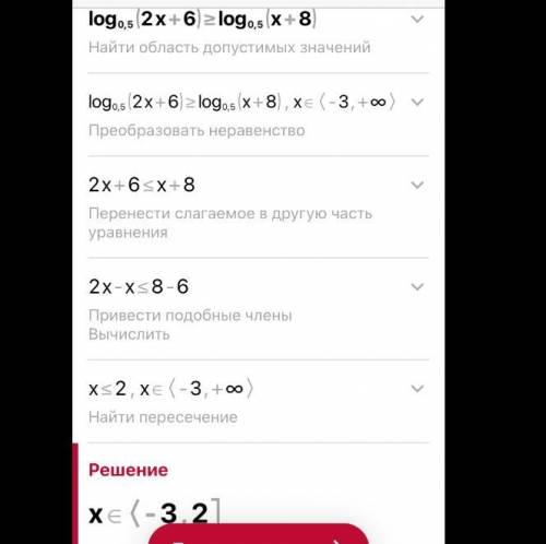ХЕЛППП log0,5(2x+6)≥log0,5(x+8)