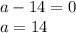 a - 14 = 0 \\ a = 14