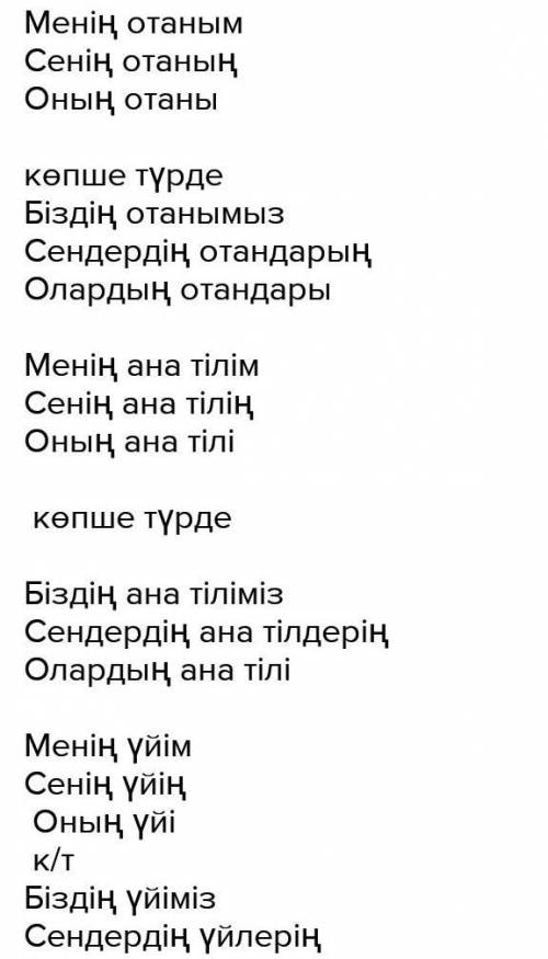 Слово Жер-Ана септеу және тәуелдеу. надо.​