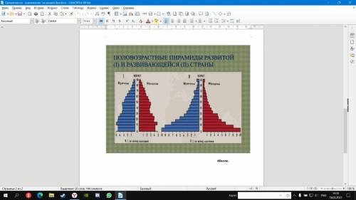 Сделать описание каждой половозрастной пирамиды. Слева - развитой страны, справа - развивающейся стр
