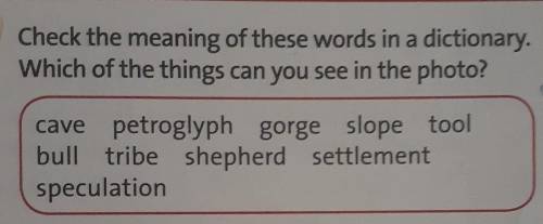 Check the meaning of these words in a dictionary. Which of the things can you see in the photo?cave