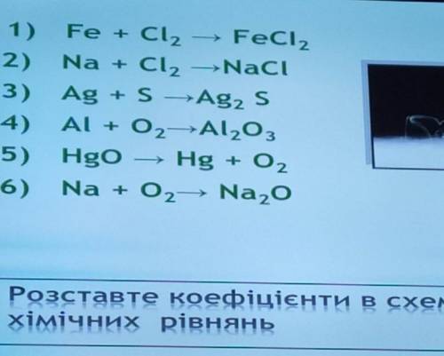 Розставте коефіцієнти в схемі хімічних рівнянь​