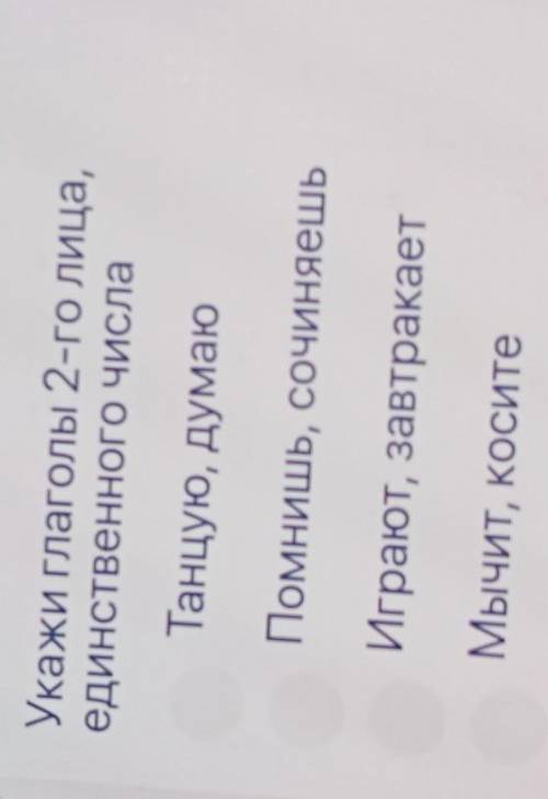 Укажи глаголы 2-го лица, единственного числаТанцую, думаюПомнишь, сочиняешьИграют, завтракаетМычит,