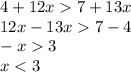 4+12x7+13x\\12x-13x7-4\\-x3\\x