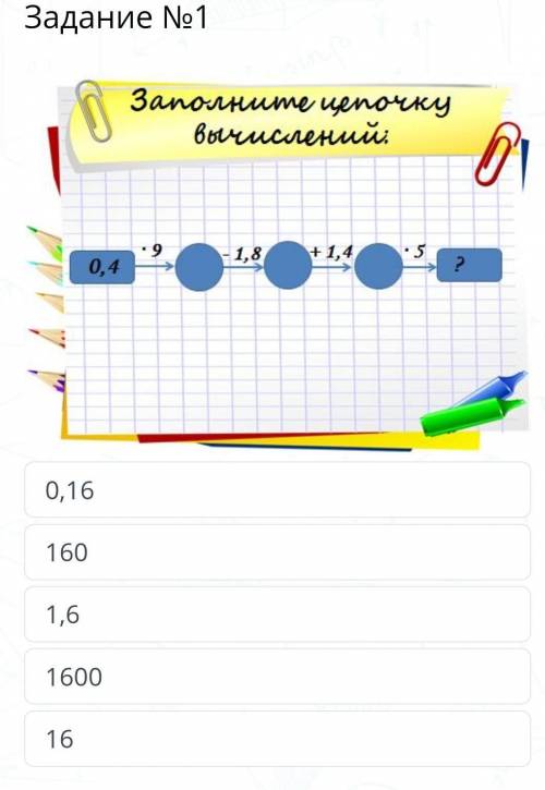 Содержание урока Задание №1￼0,161601,6160016НазадПроверить​