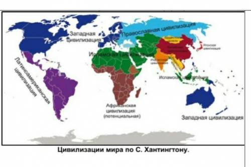 1.        Определите используя рисунок:  1. По карте определите современные цивилизации по С. Хантин