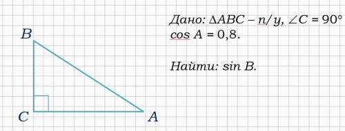 БЕСПОЛЕЗНЫЕ ОТВЕТЫ УДАЛЮ Дано: ∆АВС – п/у, С = 90 cos A = 0,8.