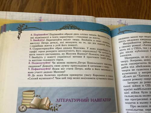 7 запитання «Спіпий музикант» В. Короленко