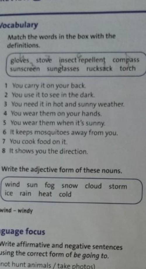 1 Match the words in the box with the definitions? ​