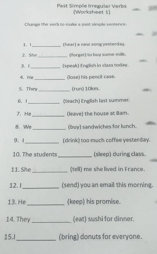 ТЕСТ 2. She(forget) to buy some milk.3.(speak) English in class today.4. He(lose) his pencil case.5.