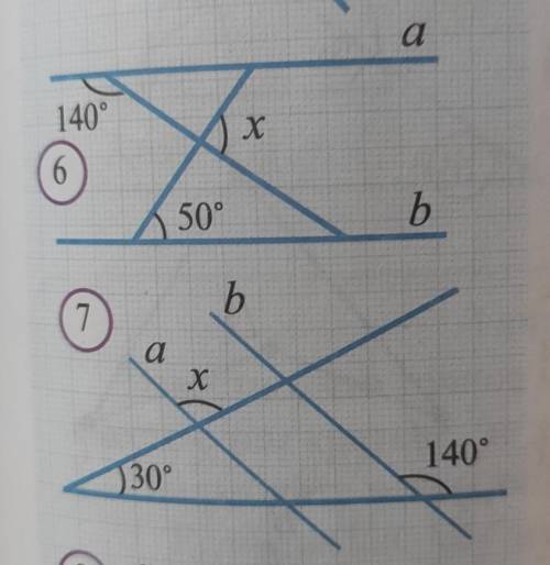 8. Чему равен угол х, если a||b на рисунке 6.9. Чему равен угол х, если а||b на рисунке 7.​