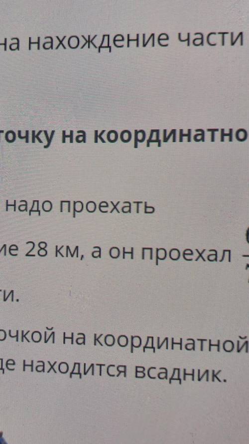 Задачи на нахождение части от целогоОтметь точку на координатнойпрямой.Всаднику надо проехать6рассто